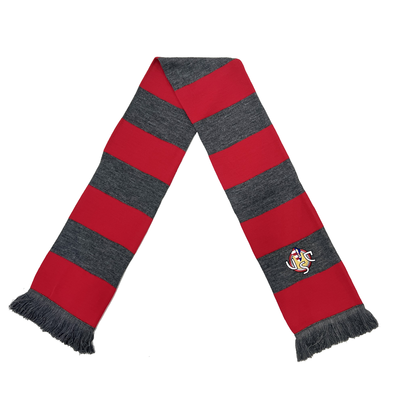 US Cremonese SCARF with grey-red stripes and embroidered logo